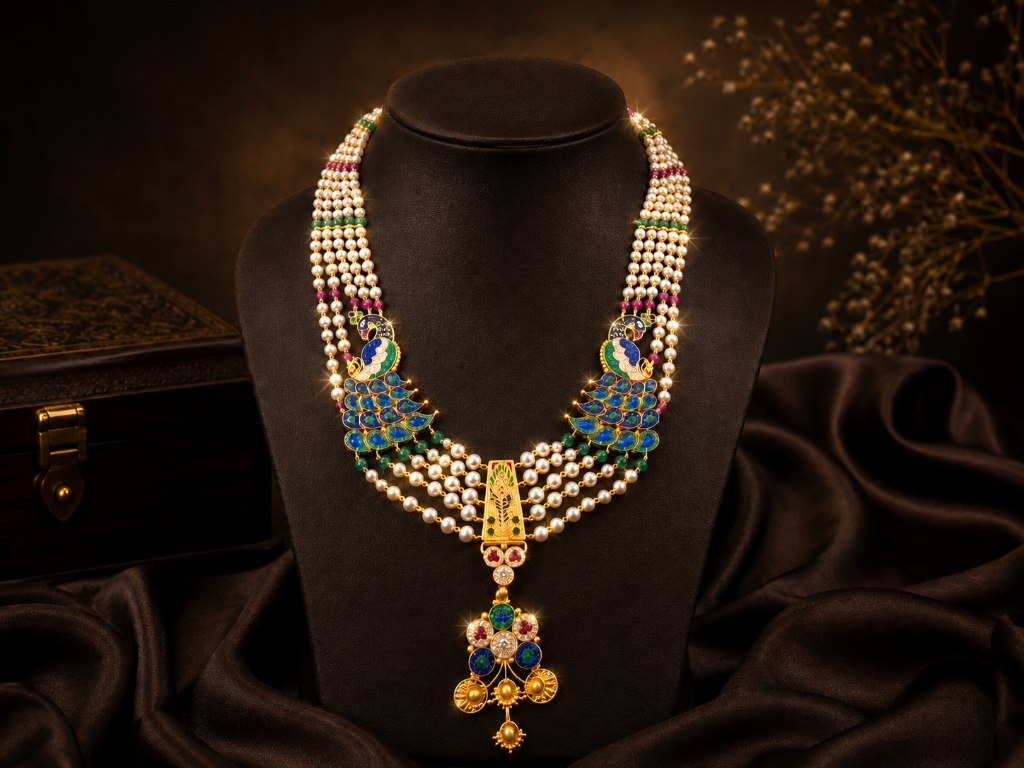 RKGG Royal Peacock Pearl and Gold Necklace